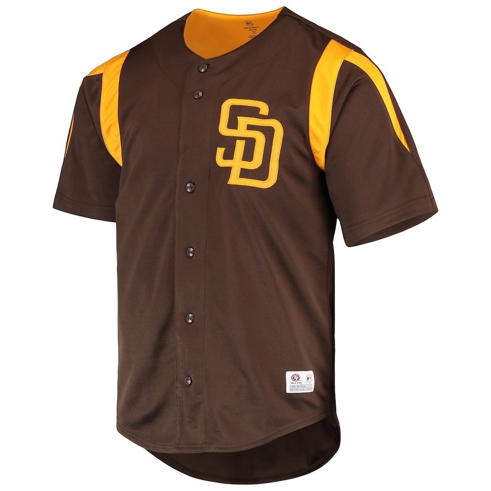 True Fan San Diego Padres MLB Baseball Jersey Brown Gold Mens Medium SD Logo - Picture 2 of 12